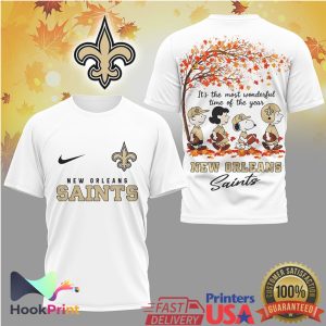 New Orleans Saints Snoopy Peanuts Fall Autumn Wonderful Time T Shirt