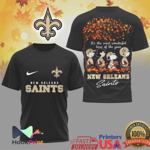 New Orleans Saints Snoopy Peanuts Fall Autumn Wonderful Time T Shirt