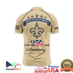 New Orleans Saints USA 250th Anniversary 1776 2026 Patriotic Polo Shirt