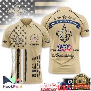 New Orleans Saints USA 250th Anniversary 1776 2026 Patriotic Polo Shirt