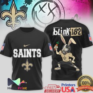 New Orleans Saints x Blink 182 Bunny Mashup Fan Graphic T Shirt New Orleans Saints x Blink 182 Bunny Mashup Fan Graphic T Shirt