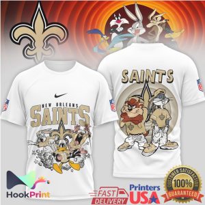 New Orleans Saints x Looney Tunes Mashup Retro Cartoon Football T Shirt