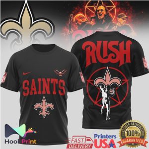 New Orleans Saints x Rush Band 2112 Starman Black 3D T Shirt
