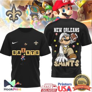 New Orleans Saints x Super Mario Bros Retro Game Mashup T Shirt New Orleans Saints x Super Mario Bros Retro Game Mashup T Shirt