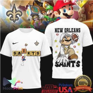 New Orleans Saints x Super Mario Bros Retro Game Mashup T Shirt