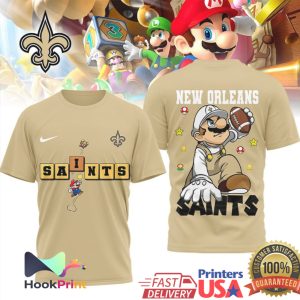 New Orleans Saints x Super Mario Bros Retro Game Mashup T Shirt
