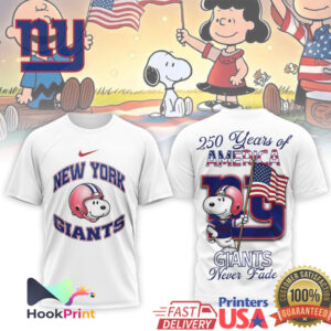 New York Giants Snoopy 250 Years of America Patriotic Football T Shirt