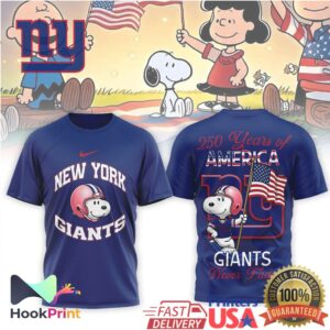 New York Giants Snoopy 250 Years of America Patriotic Football T Shirt