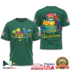 New York Jets Margaritaville It’s 5 O’Clock Somewhere NFL Tropical T Shirt New York Jets Margaritaville It’s 5 O’Clock Somewhere NFL Tropical T Shirt