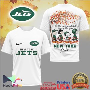 New York Jets Peanuts Snoopy Fall Season Most Wonderful Time Of The Year T Shirt