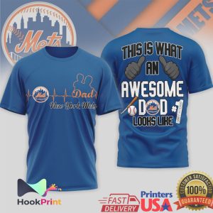 New York Mets Awesome Dad #1 Heartbeat Pulse Baseball T Shirt New York Mets Awesome Dad #1 Heartbeat Pulse Baseball T Shirt