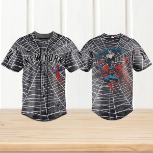New York Mets Spider Man vs Venom Symbiote Black Baseball Jersey