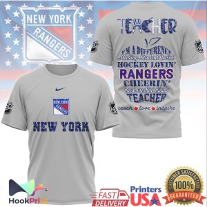 New York Rangers Hockey Loving Teacher Teach Love Inspire Fan T Shirt