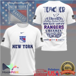 New York Rangers Hockey Loving Teacher Teach Love Inspire Fan T Shirt
