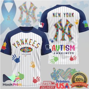 New York Yankees Autism Awareness Pinstripe Baseball T Shirt