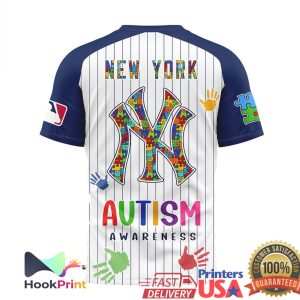 New York Yankees Autism Awareness Pinstripe Baseball T Shirt