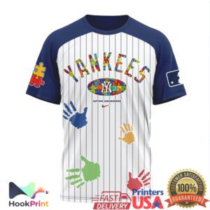 New York Yankees MLB Autism Awareness Pinstripe Vintage Style Men Women Sports Fans T Shirt