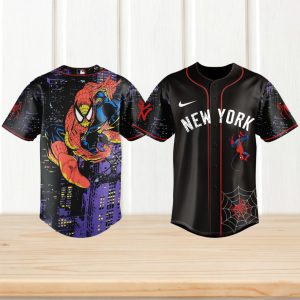 New York Yankees Spider Man Midnight City Black Baseball Jersey