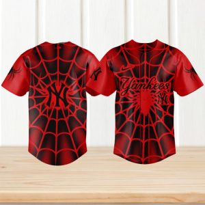 New York Yankees Spider Web Red & Black Graphic Baseball Jersey