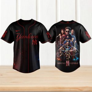 New York Yankees x Mortal Kombat 1 Movie Poster Black Custom Baseball Jersey