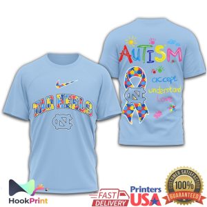 North Carolina Tar Heels Autism Awareness Performance Graphic T Shirt