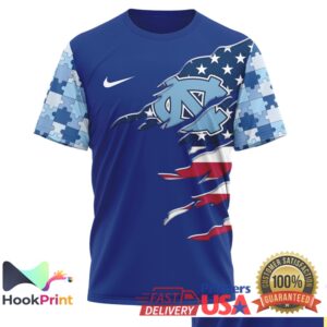 North Carolina Tar Heels NCAA Autism Awareness Blue Ribbon Fans T Shirt