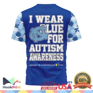 North Carolina Tar Heels NCAA Autism Awareness Blue Ribbon Fans T Shirt