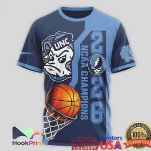North Carolina Tar Heels NCAA Champions 2026 Custom Name Grateful Dead Dancing Bears T Shirt