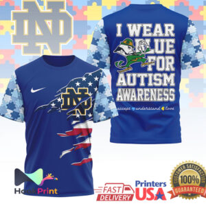 Notre Dame Fighting Irish Autism Awareness I Wear Blue For Fans 2026 T Shirt Notre Dame Fighting Irish Autism Awareness I Wear Blue For Fans 2026 T Shirt