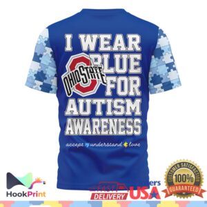 Ohio State Buckeyes Autism Awareness Support 2026 Blue Ribbon Puzzle Fans T Shirt