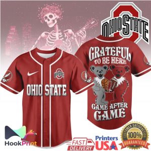 Ohio State Buckeyes Grateful Dead Dancing Bears Scarlet Baseball Jersey