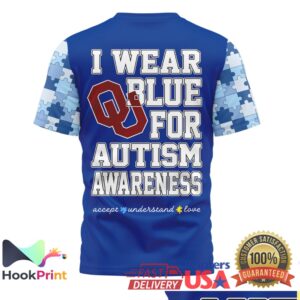 Oklahoma Sooners Autism Awareness Support 2026 Blue Ribbon Puzzle Fans T Shirt