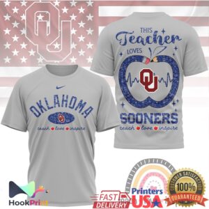 Oklahoma Sooners This Teacher Loves Sooners Apple Teach Love Inspire Vintage University Fans T Shirt
