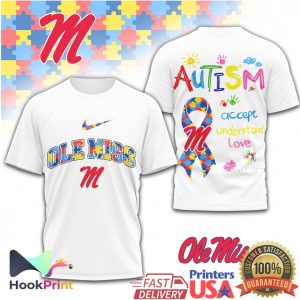 Ole Miss Rebels Autism Awareness Accept Understand Love T Shirt