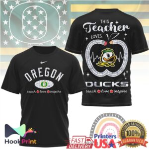 Oregon Ducks This Teacher Loves Teach Love Inspire Apple Heart Gift Men Women T Shirt Oregon Ducks This Teacher Loves Teach Love Inspire Apple Heart Gift Men Women T Shirt