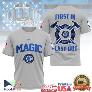 Orlando Magic Fire Dept First In Last Out Firefighter Basketball T Shirt