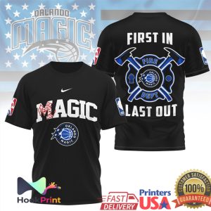 Orlando Magic Fire Dept First In Last Out Firefighter Basketball T Shirt