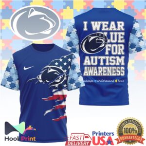 Penn State Nittany Lions Autism Awareness Support 2026 Blue Ribbon Puzzle Fans T Shirt