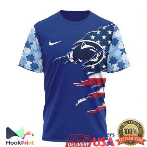 Penn State Nittany Lions Autism Awareness Support 2026 Blue Ribbon Puzzle Fans T Shirt