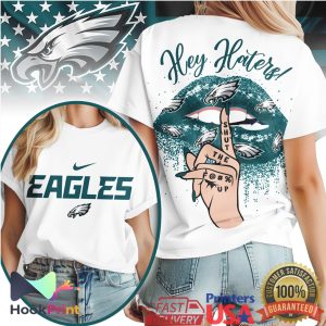 Philadelphia Eagles Hey Haters Shut Up Glitter Lips Nike Logo T Shirt