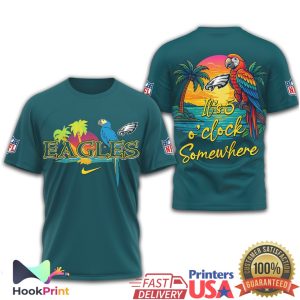 Philadelphia Eagles It’s 5 O’Clock Somewhere Tropical Parrot NFL T Shirt Philadelphia Eagles It’s 5 O’Clock Somewhere Tropical Parrot NFL T Shirt