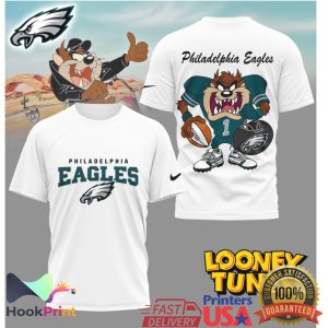 Philadelphia Eagles Looney Tunes Taz Tasmanian Devil Midnight Green Fan T Shirt