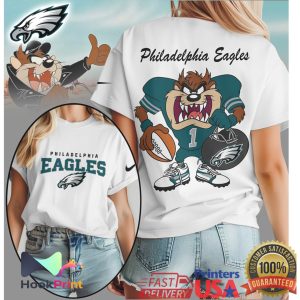 Philadelphia Eagles Looney Tunes Taz Tasmanian Devil Midnight Green Fan T Shirt