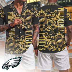 Philadelphia Eagles NFL Gold Luxury Scrollwork T Shirt