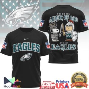 Philadelphia Eagles Put On The Armor Of God Snoopy Charlie Brown 2026 Fans T Shirt