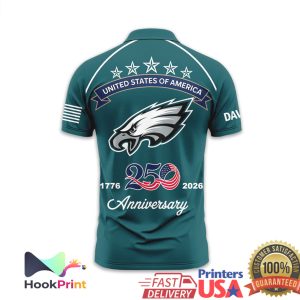 Philadelphia Eagles USA 250th Anniversary 1776 2026 Patriotic Polo Shirt