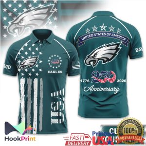 Philadelphia Eagles USA 250th Anniversary 1776 2026 Patriotic Polo Shirt