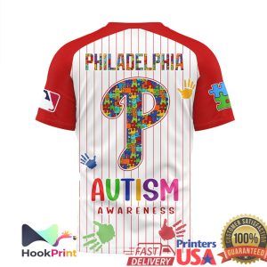 Philadelphia Phillies Autism Awareness Pinstripe Baseball T Shirt