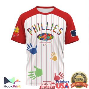 Philadelphia Phillies MLB Autism Awareness Pinstripe Retro Style Men Women Sports Fans T Shirt