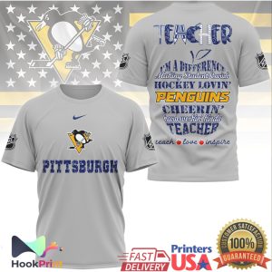 Pittsburgh Penguins Hockey Loving Teacher Teach Love Inspire Fan T Shirt